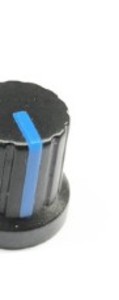 2 색 플라스틱 손잡이 15x15mm 검은 색 몸체 파란색 표시기 6mm 꽃 샤프트 전위차계 손잡이 캡 볼륨 조절 손잡이
